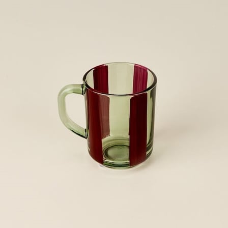 Rakle Çizgili Kupa - Yeşil / Bordo - 250 ml