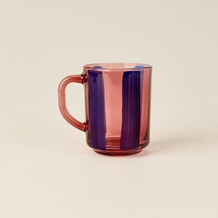 Rakle Çizgili Kupa - Pembe / Mavi - 250 ml