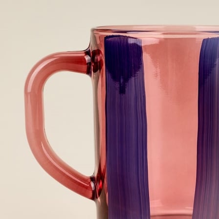 Rakle Çizgili Kupa - Pembe / Mavi - 250 ml