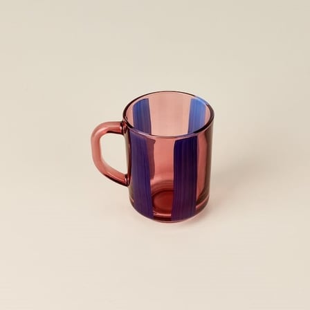 Rakle Çizgili Kupa - Pembe / Mavi - 250 ml