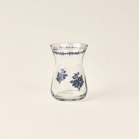 Evidea Kitchen Blue Elegance 6'lı Çay Bardak Seti - Şeffaf / Mavi