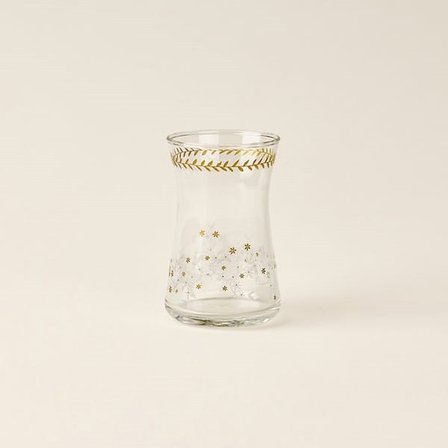 Evidea Kitchen Golden Spring 6'lı Çay Bardak Seti - Şeffaf / Beyaz