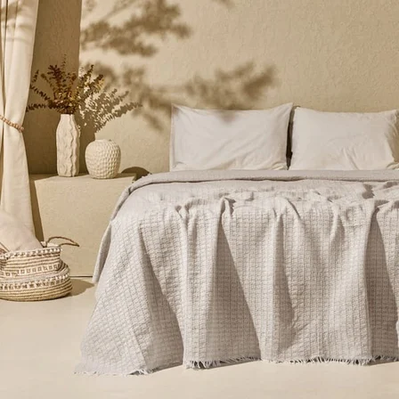 Evidea Soft Milva Çift Kişilik Çok Amaçlı Örtü - Kahverengi - 200x230 cm