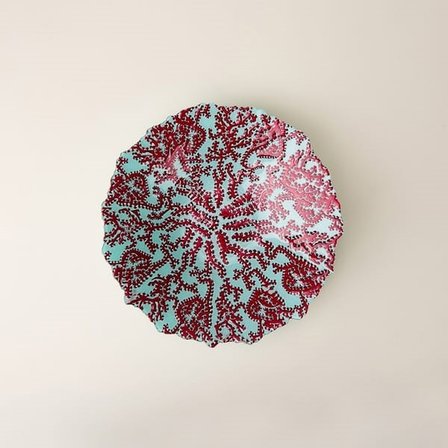 Evidea Deco Mercan Dekoratif Tabak - Turkuaz / Kırmızı -  40 cm