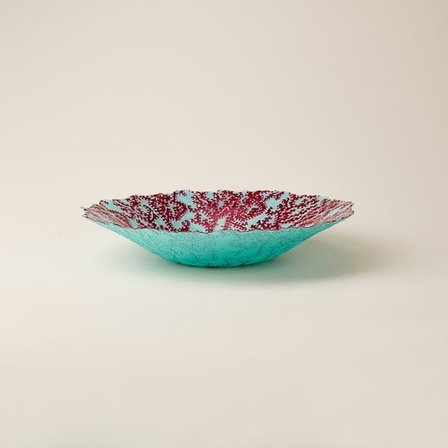Evidea Deco Mercan Dekoratif Tabak - Turkuaz / Kırmızı -  40 cm
