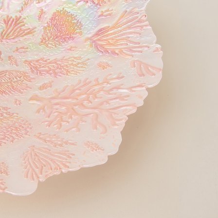 Evidea Deco Mercan Dekoratif Tabak - Beyaz / Pembe -  40 cm