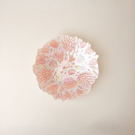 Evidea Deco Mercan Dekoratif Tabak - Beyaz / Pembe -  40 cm