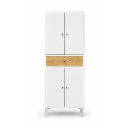 Eco Room Asya 4 Kapak Tek Çekmeceli Çok Amaçlı Dolap - Beyaz / Safir Meşe - 142x30x55 cm