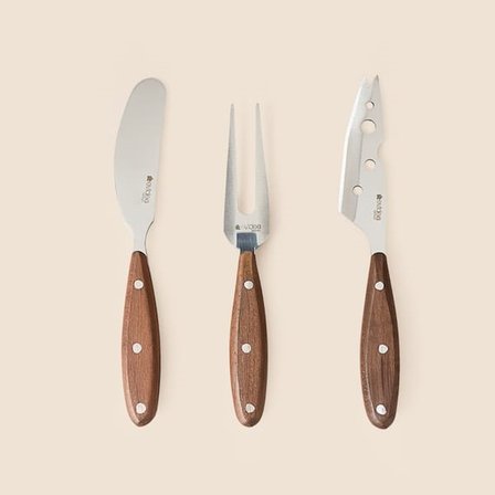 Evidea Kitchen 3'lü Mini Peynir Bıçağı Seti - Kahverengi