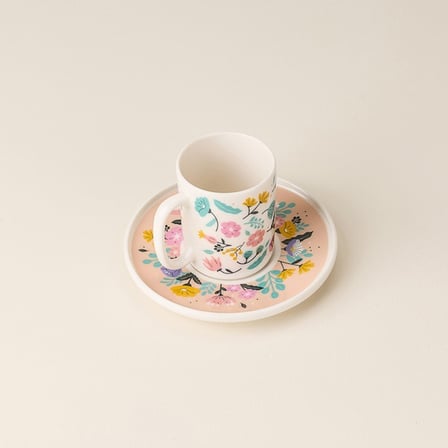 Evidea Kitchen Pink Flower 6 Kişilik Kahve Fincanı - Renkli - 90 ml