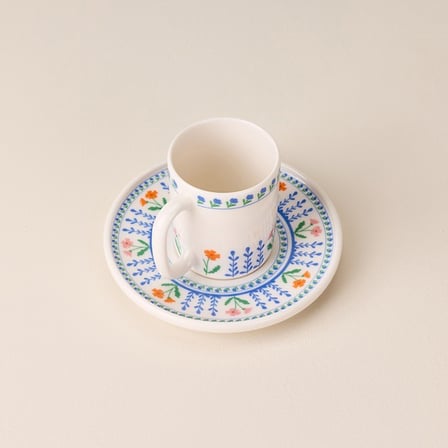 Evidea Kitchen Blue Flower 12 Parça 6 Kişilik Kahve Fincanı - Renkli - 90 ml