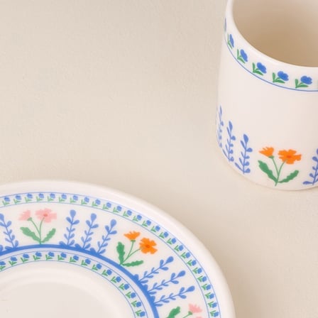 Evidea Kitchen Blue Flower 12 Parça 6 Kişilik Kahve Fincanı - Renkli - 90 ml
