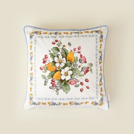 Evidea Soft Flory Kırlent - Ekru - 45x45 cm