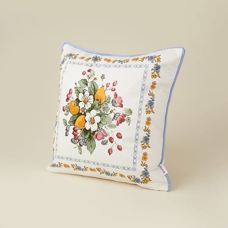 Evidea Soft Flory Kırlent - Ekru - 45x45 cm
