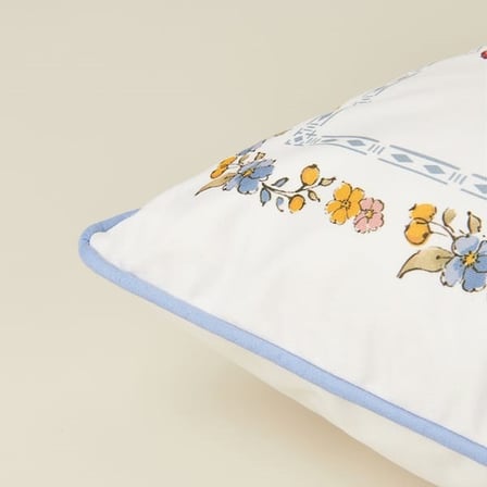 Evidea Soft Flory Kırlent - Ekru - 45x45 cm