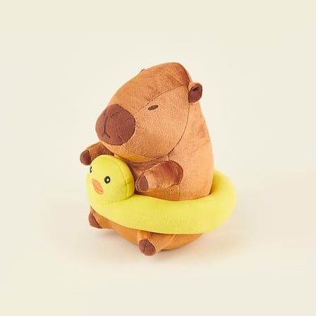 Evidea Soft Yüzen Kapibara Figürlü Yastık - Kahverengi - 16x25 cm