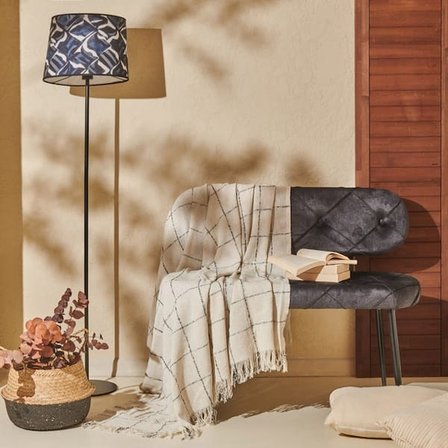 Evidea Soft Lino Koltuk Şalı - Krem / Antrasit - 130x170 cm