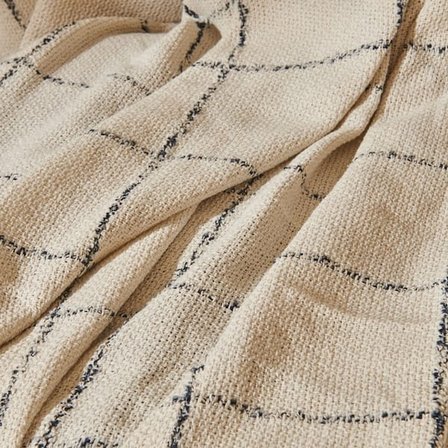 Evidea Soft Lino Koltuk Şalı - Krem / Antrasit - 130x170 cm