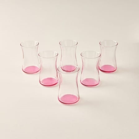 Evidea Kitchen Rainbow 6'lı Çay Bardak Seti - Pembe