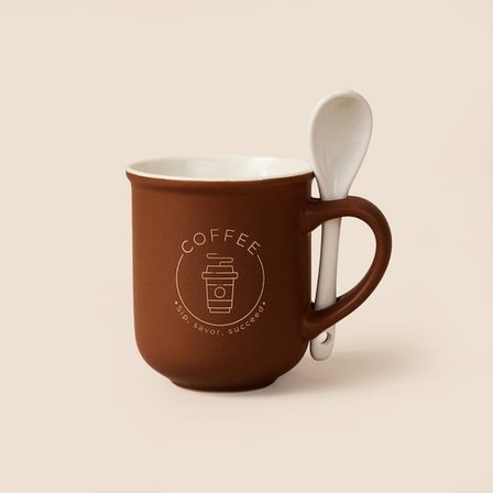Tohana 3'lü Porselen Kaşıklı Kupa - Renkli - 200 ml