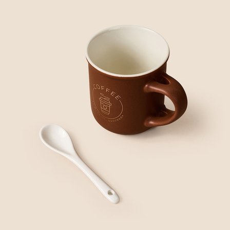 Tohana 3'lü Porselen Kaşıklı Kupa - Renkli - 200 ml
