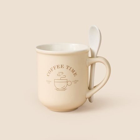 Tohana 3'lü Porselen Kaşıklı Kupa - Renkli - 200 ml