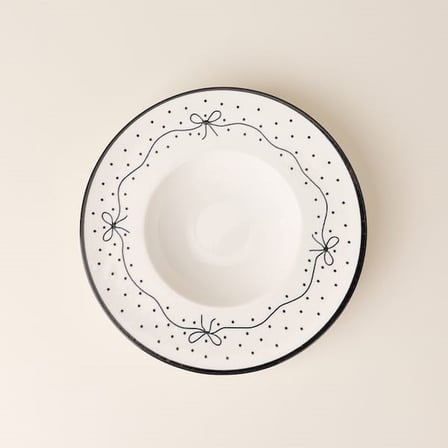 Evidea Kitchen Kurdele Makarna Tabağı - Beyaz / Siyah - 26 cm