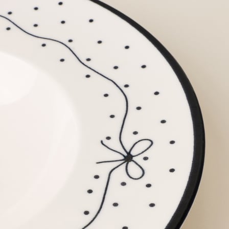 Evidea Kitchen Kurdele Makarna Tabağı - Beyaz / Siyah - 26 cm