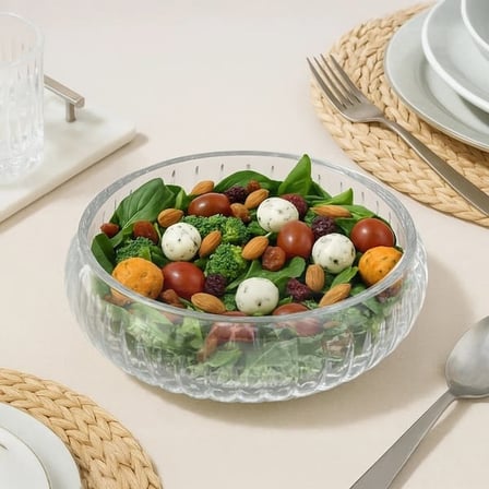 Evidea Kitchen Linea Cam Salata ve Meyve Kasesi - Şeffaf - 24 cm