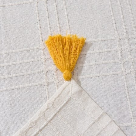 Evidea Soft Püsküllü Koltuk Örtüsü - Ekru - 90x210 cm
