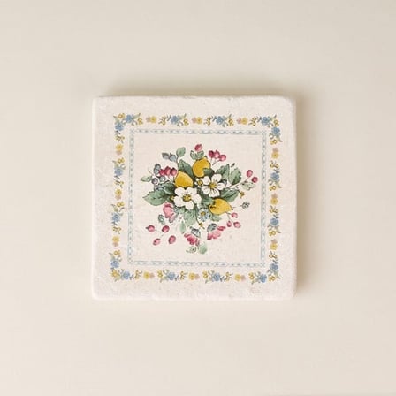 Evidea Kitchen Vintage Garden Taş Bardak Altlığı - Renkli