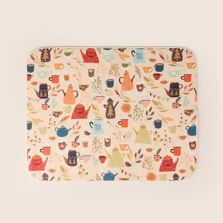 Evidea Soft Çaydanlık Desenli Bulaşık Kurutma Örtüsü - Renkli - 35x45 cm