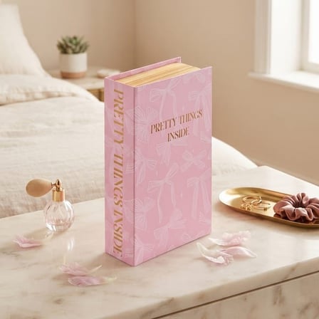 Evidea Deco Kurdele Desenli Kitap Kutu - Pembe - 20x12 cm
