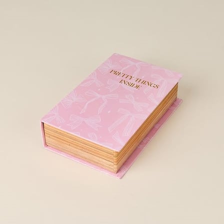 Evidea Deco Kurdele Desenli Kitap Kutu - Pembe - 20x12 cm