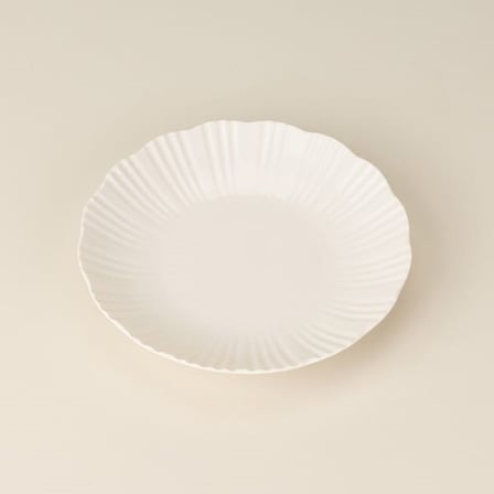 Tulu Porselen Porselen İnci Yemek Tabağı - Krem - 24 cm