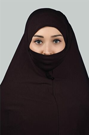 Hazır Türban Peçeli Pratik Eşarp Tesettür Nikaplı Hijab - Namaz Örtüsü Sufle (3XL)