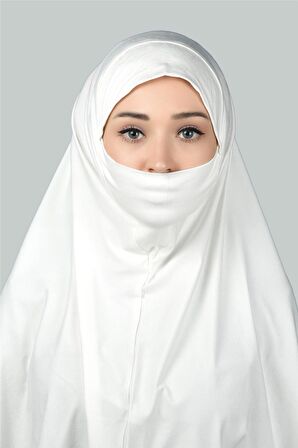 Hazır Türban Peçeli Pratik Eşarp Tesettür Nikaplı Hijab - Namaz Örtüsü Sufle (3XL)
