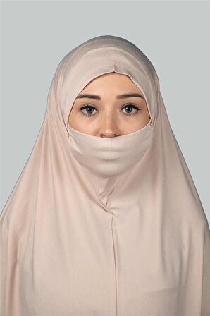 Hazır Türban Peçeli Pratik Eşarp Tesettür Nikaplı Hijab - Namaz Örtüsü Sufle (3XL)
