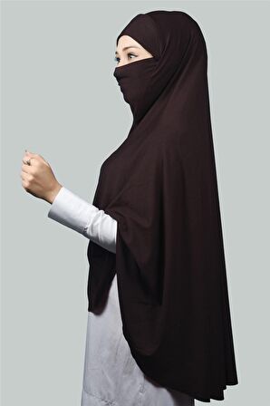 Hazır Türban Peçeli Pratik Eşarp Tesettür Nikaplı Hijab - Namaz Örtüsü Sufle (5XL)