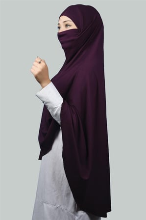 Hazır Türban Peçeli Pratik Eşarp Tesettür Nikaplı Hijab - Namaz Örtüsü Sufle (5XL)