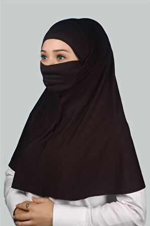 Hazır Türban Peçeli Pratik Eşarp Tesettür Nikaplı Hijab - Namaz Örtüsü Sufle (XL)