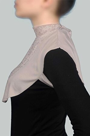 Kadın Penye Tesettür Daire Yakalı Dantelli Boyunluk