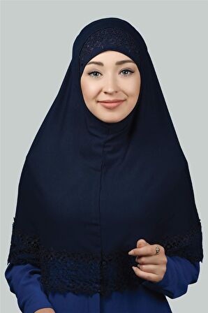 İkili Set Dantelli Pratik Eşarp Hazır Hijab ve Tesettür Bonesi XL