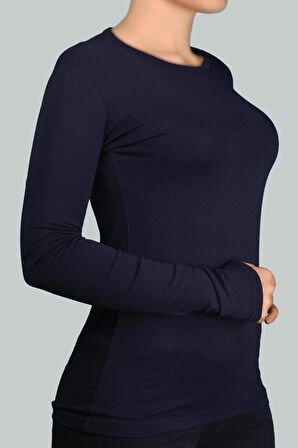 Uzun Kol Bisiklet Yaka Likralı Penye Kadın Body