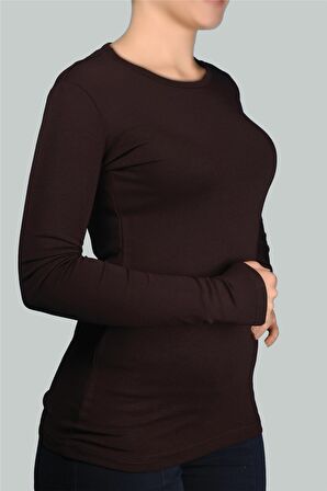 Uzun Kol Bisiklet Yaka Likralı Penye Kadın Body