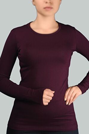 Uzun Kol Bisiklet Yaka Likralı Penye Kadın Body