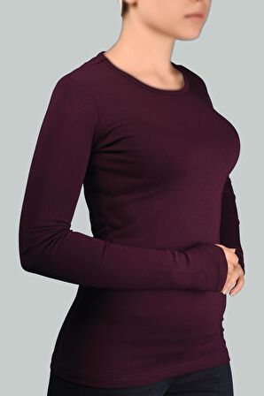 Uzun Kol Bisiklet Yaka Likralı Penye Kadın Body