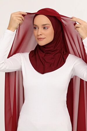 Hazır Lüks Pratik Hijablı  Şifon Şal