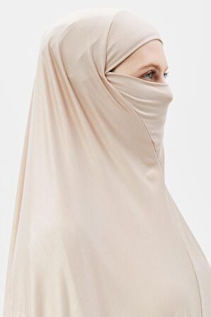 Kollu Sufle Çarşaf Üstü Peçeli Pratik Tesettür Hijab - Nikaplı Namaz Örtüsü