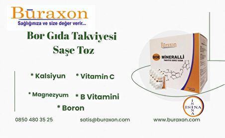 BURAXON BOR GIDA TAKVİYESİ ,VİTAMİN &MİNERAL TAKVİYE EDİCİ GIDA -30 ŞASE boron supplement